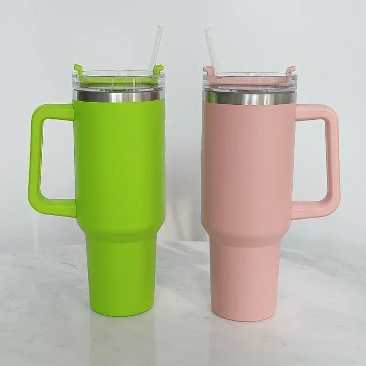 Insulated Mug Tumbler with Handle, Lid, and Straw