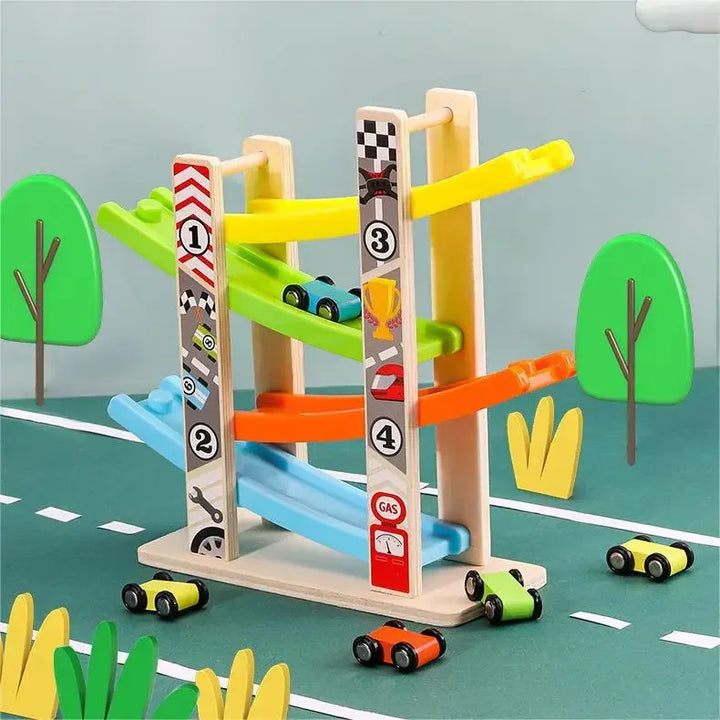 Wooden Car Ramp Racer Toy Set