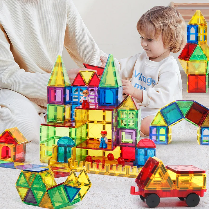 3D Magnetic Tiles Building Blocks With Cars