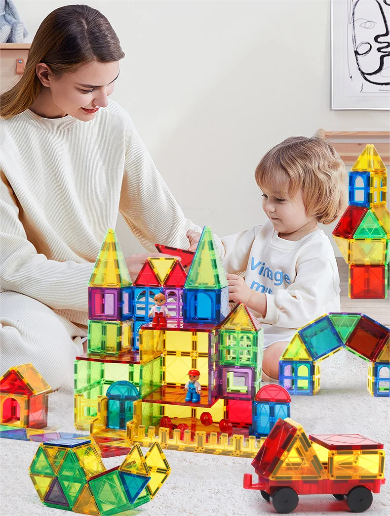 3D Magnetic Tiles Building Blocks With Cars