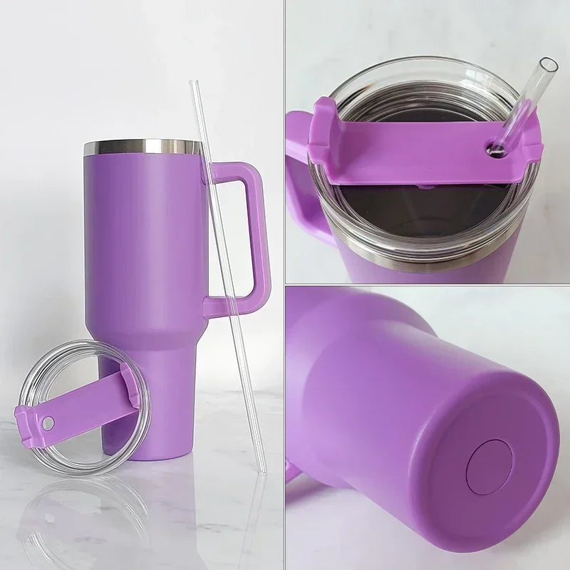 Insulated Mug Tumbler with Handle, Lid, and Straw