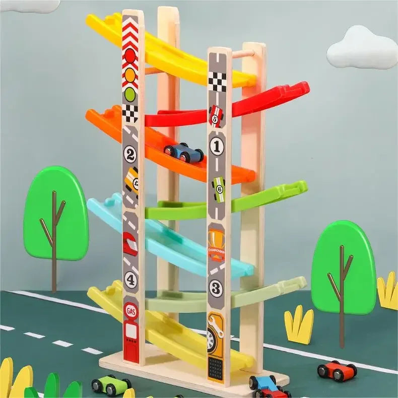 Wooden Car Ramp Racer Toy Set