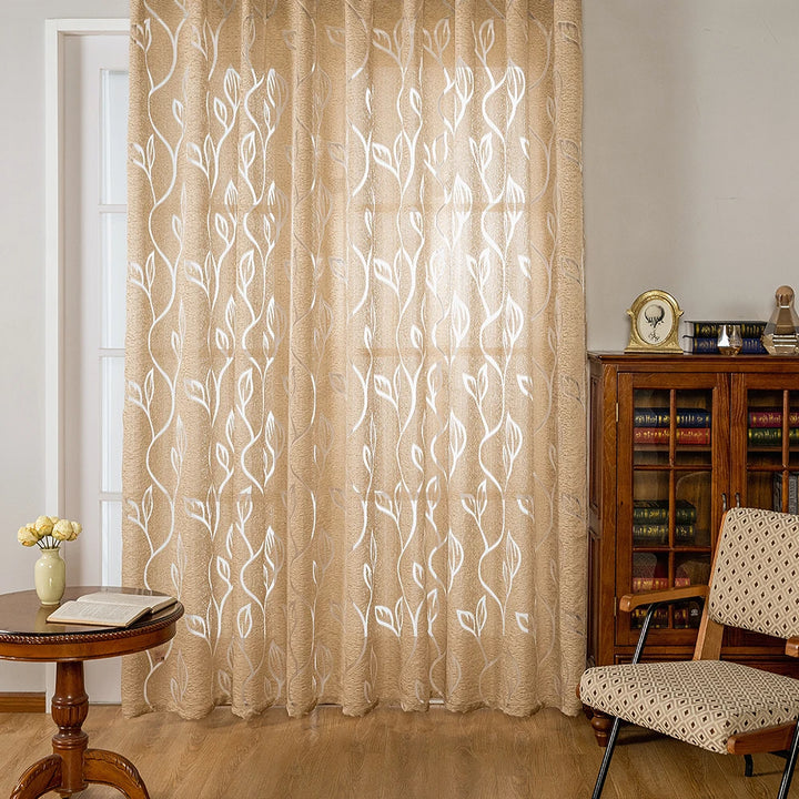 Set Of Napearl Jacquard Leaf Designer Curtains