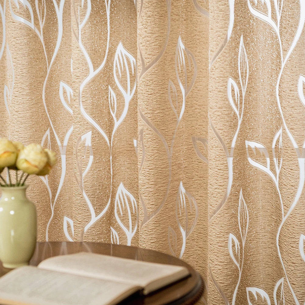 Set Of Napearl Jacquard Leaf Designer Curtains