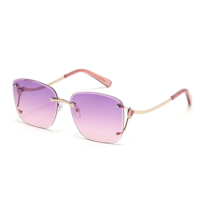 Rhinestone Rimless Metallic Sunglasses