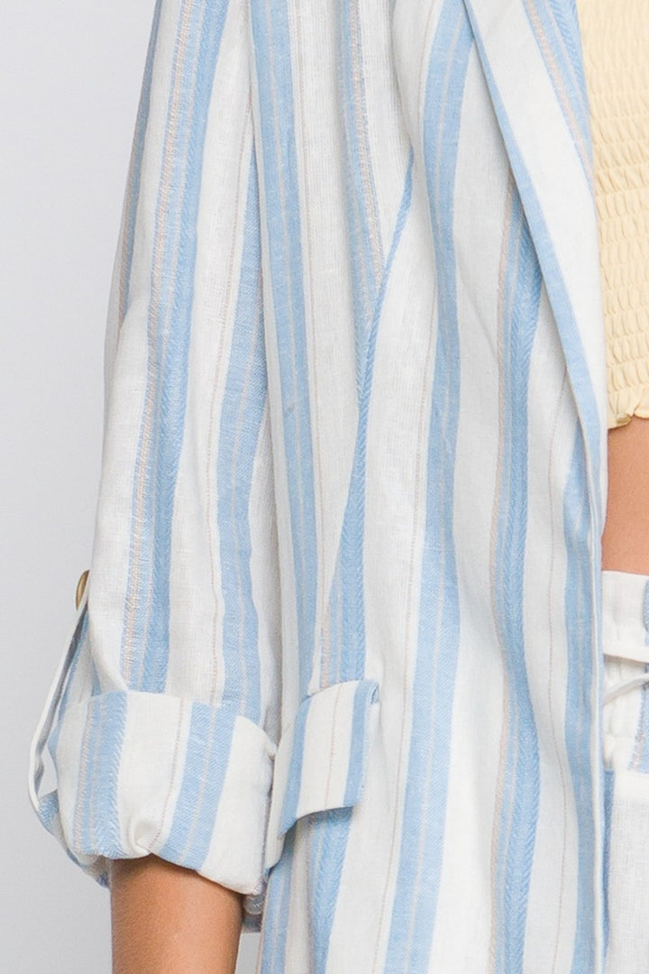 Woven Linen Striped Blazer