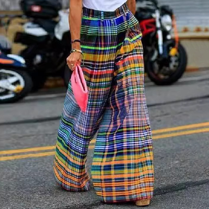 Full Size Plaid Wide Leg Pants