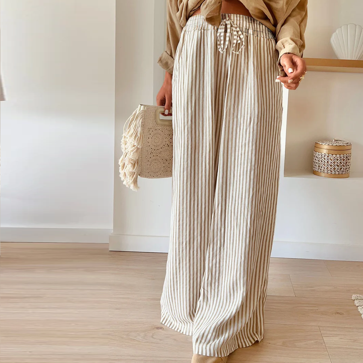 Plus Size Striped Wide Leg Pants