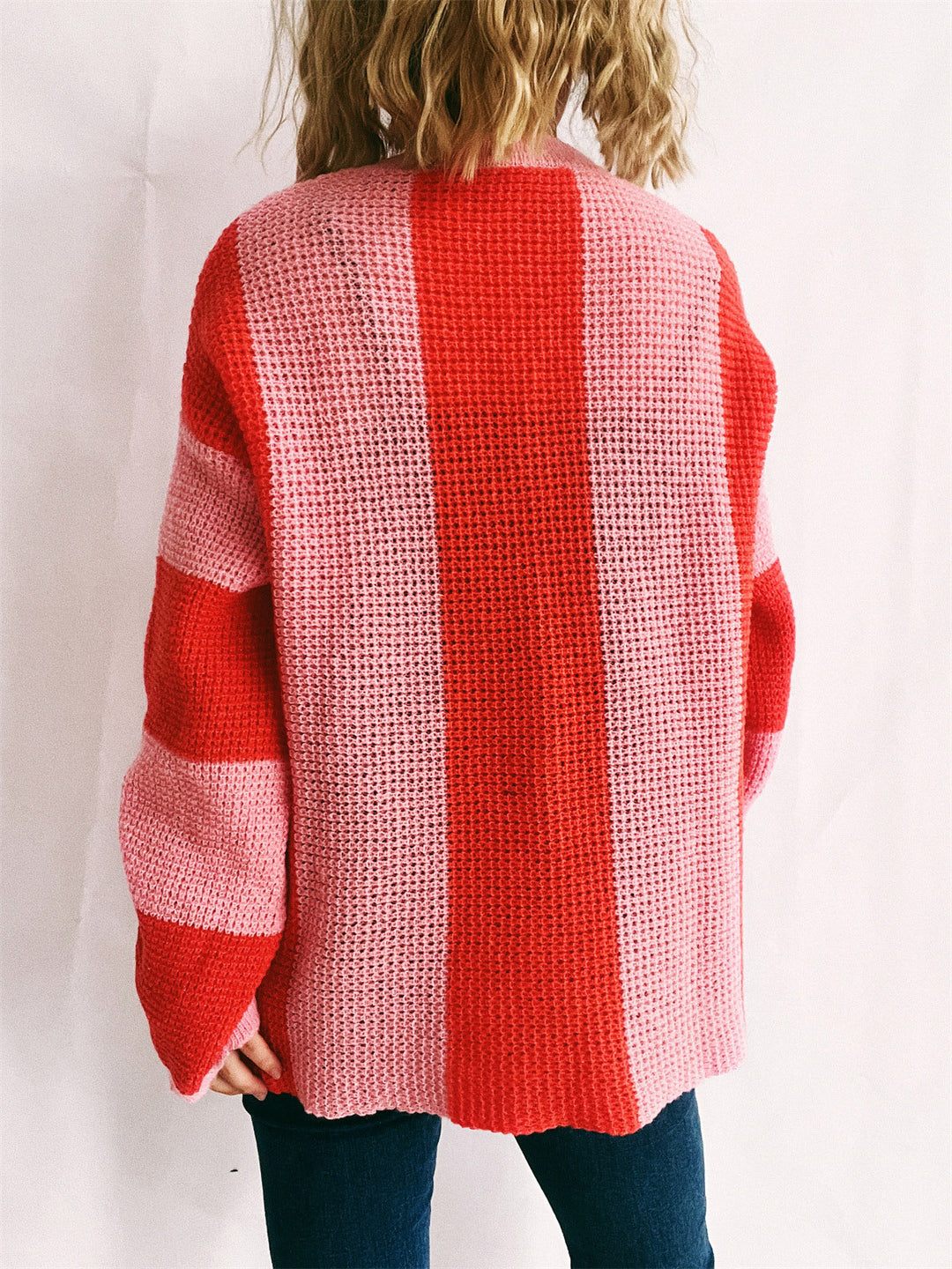 Color Block Round Neck Long Sleeve Sweater