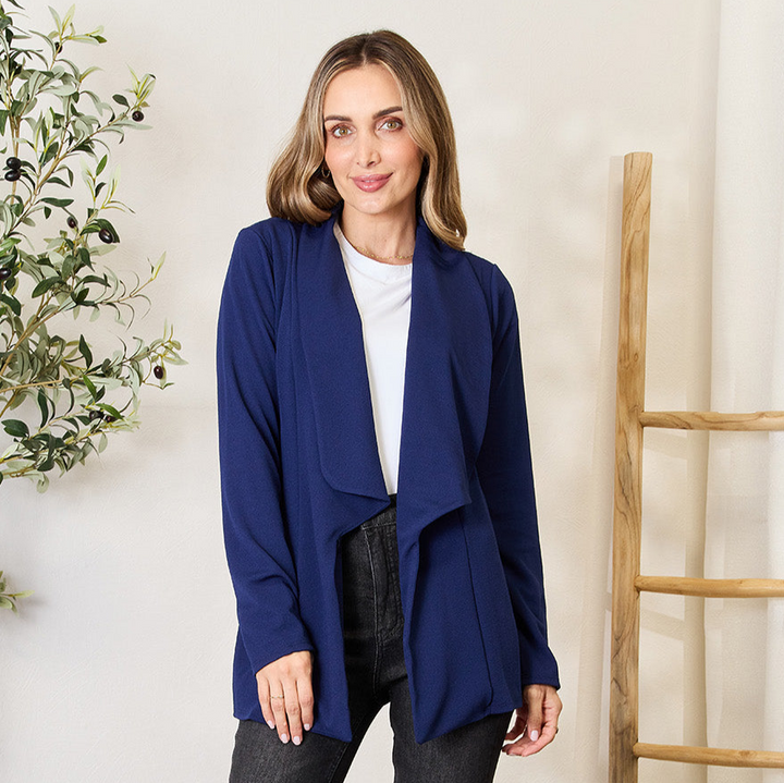 Full Size Statement Neck Open Front Blazer