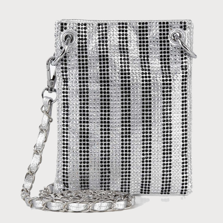 Striped Rhinestone Petite Crossbody Sling