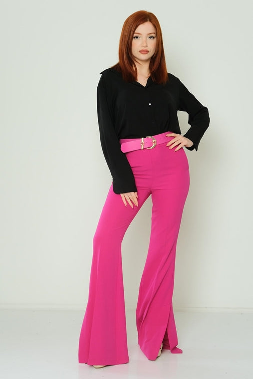 Women's High Waist Classy Bootcut Pants. Magenta
