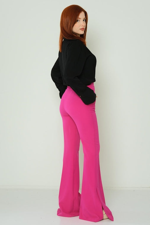 Women's High Waist Classy Bootcut Pants. Magenta