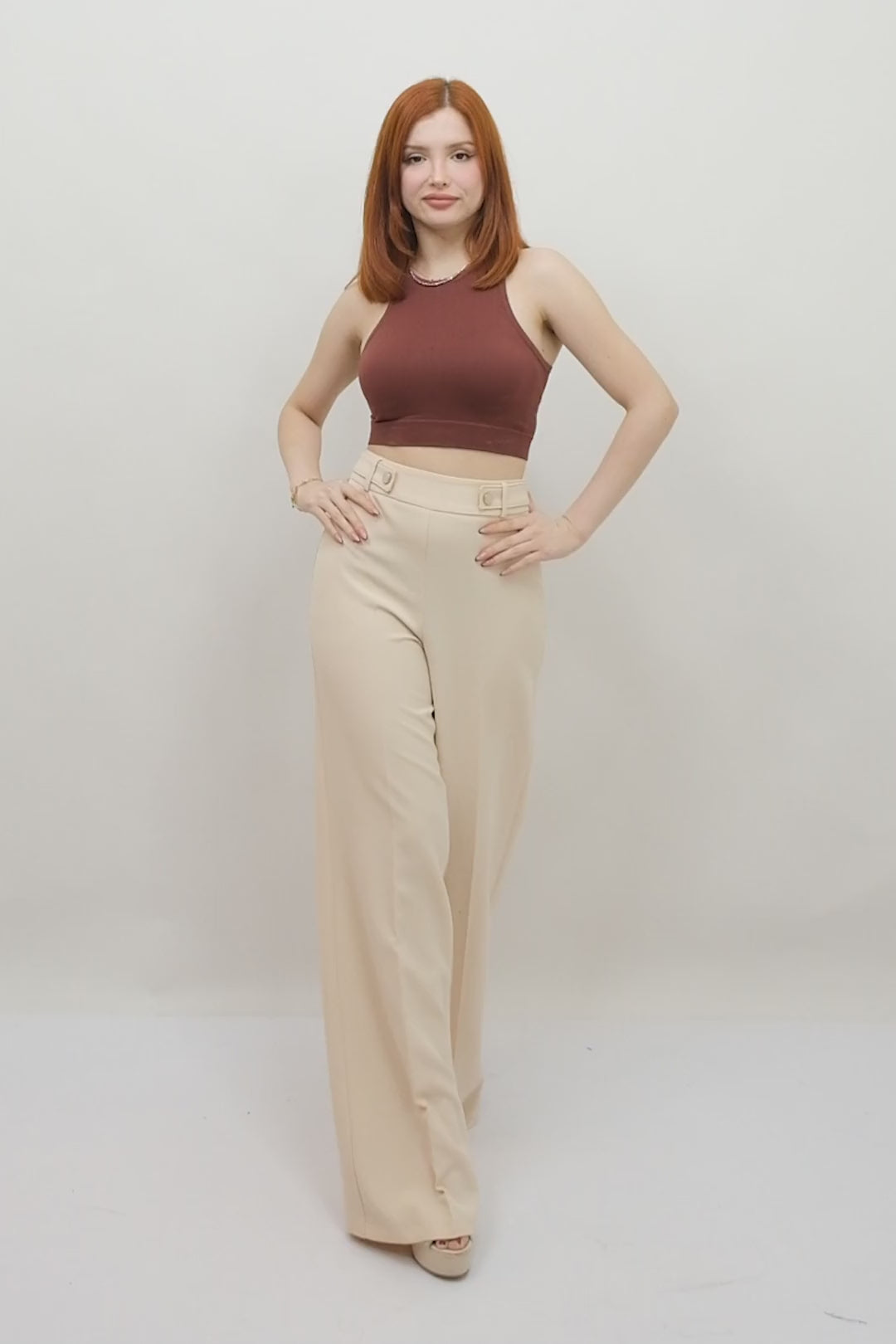 High-waist Black Elegant Wide-leg Pant