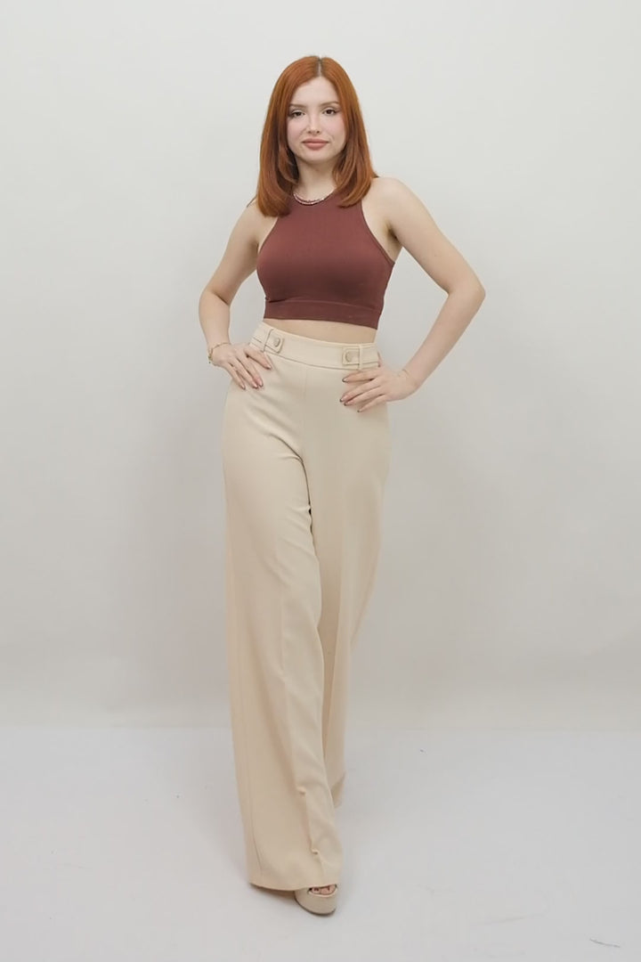 High-waist Black Elegant Wide-leg Pant