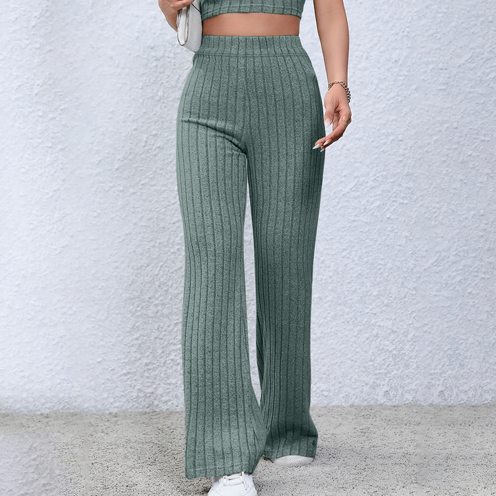 Ribbed High Waist Flare Pants